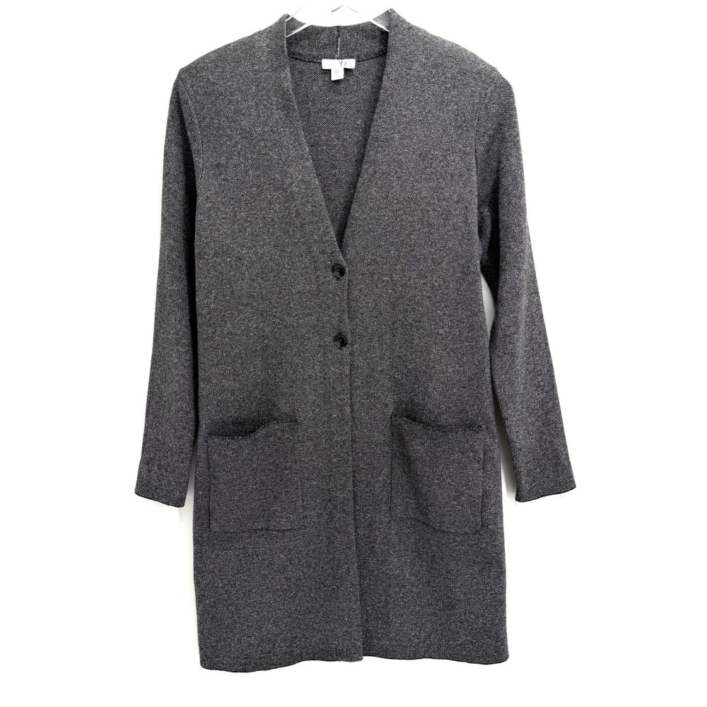 J Jill Longline Button Front Cardigan Petite XSP Grey Sweater Career Casual